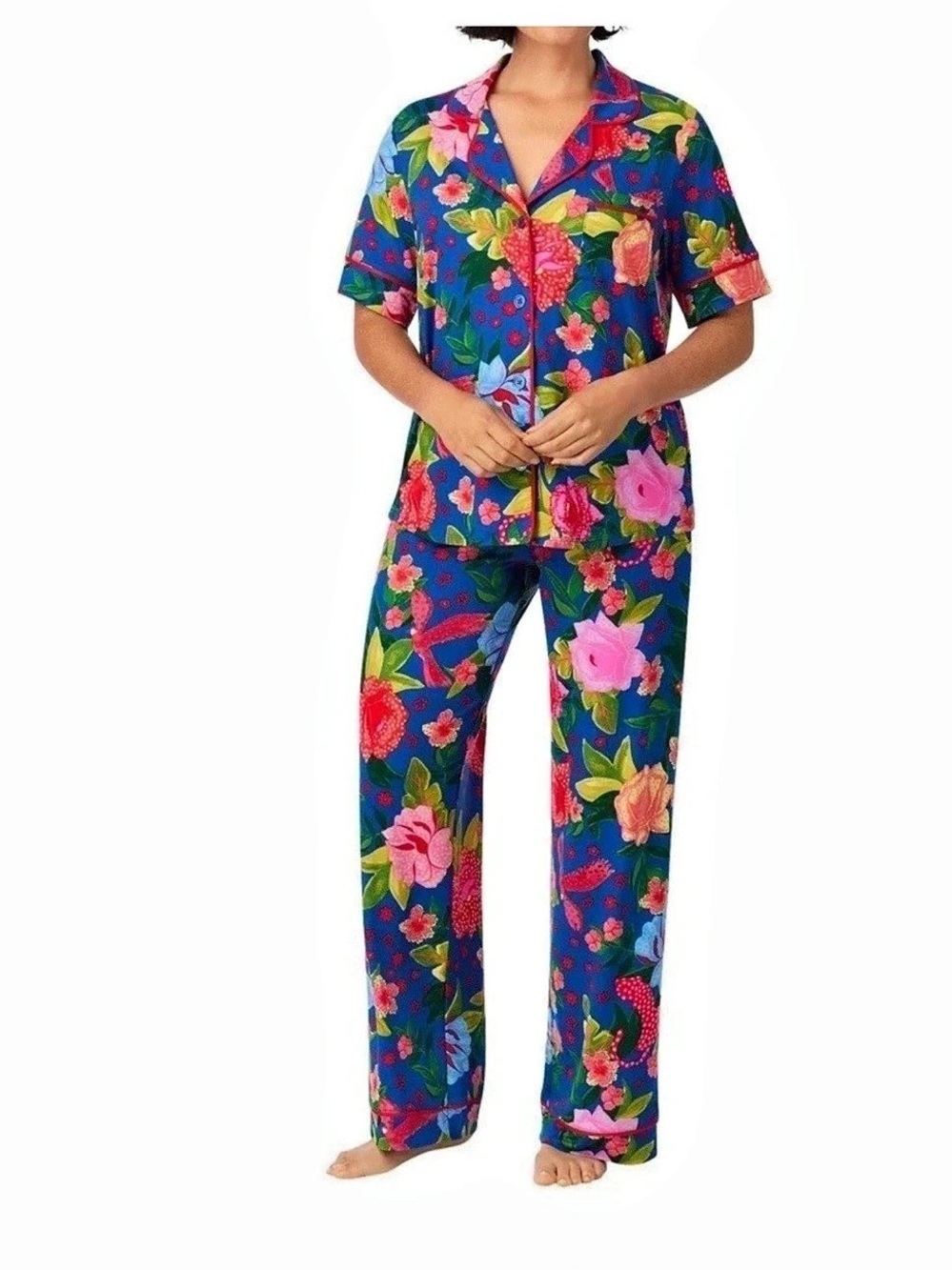 NWT Room Service Floral Pajama Set in Blue & Pink Size Medium